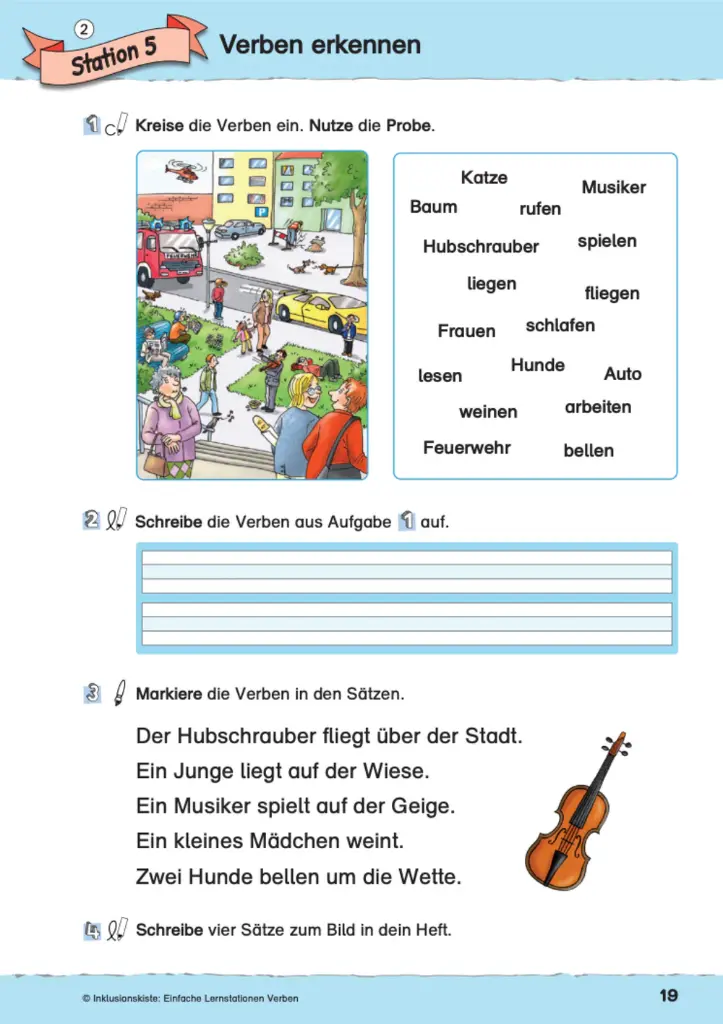 Einfache Lernstationen: Verben PDF