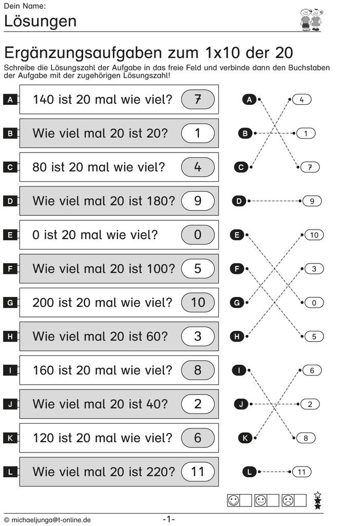 Kopfrechnen: Ergänzungsaufgaben zum Zehner 1x1 PDF 