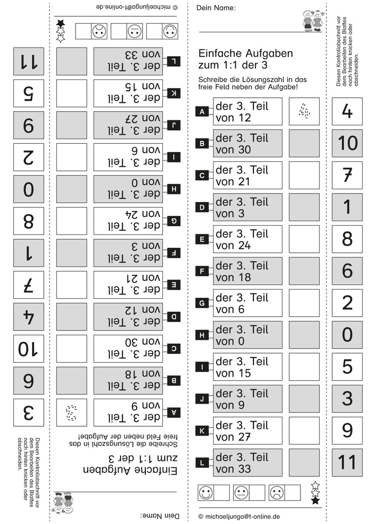 Kopfrechentraining zum kleinen 1:1, Teil 1 einfache Aufgaben PDF 