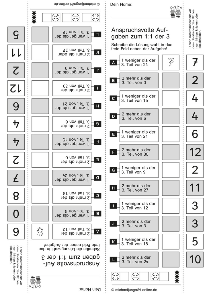 Kopfrechentraining zum kleinen 1:1, Teil 3: anspruchsvolle Aufgaben PDF