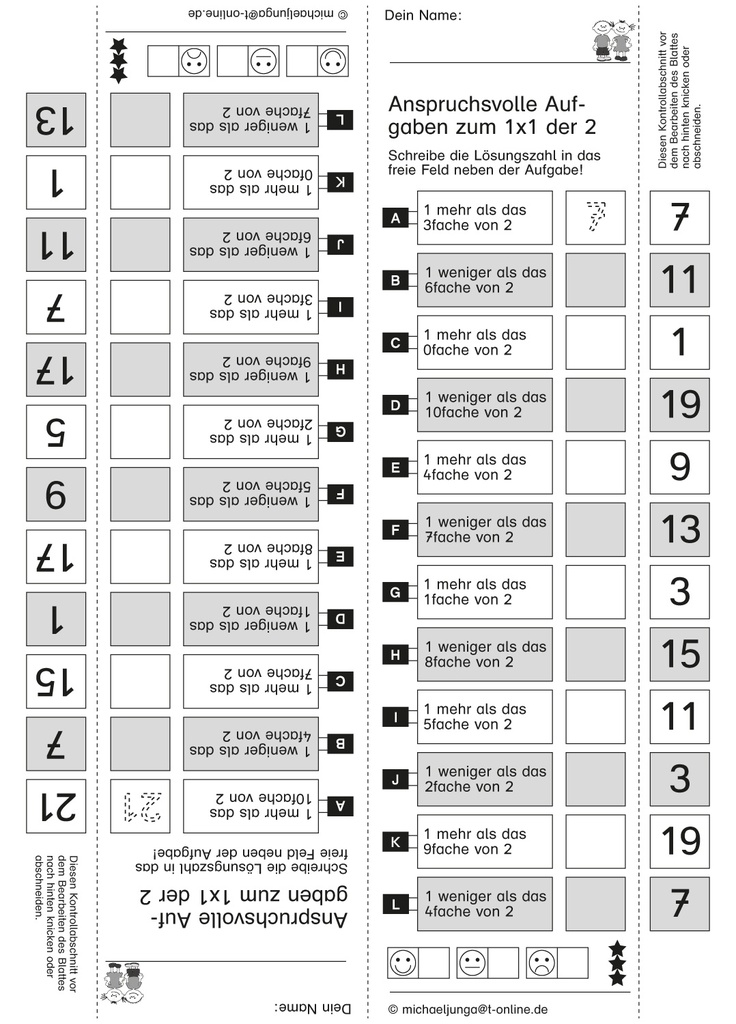 Kopfrechentraining zum kleinen 1x1, Teil 3: anspruchsvolle Aufgaben PDF
